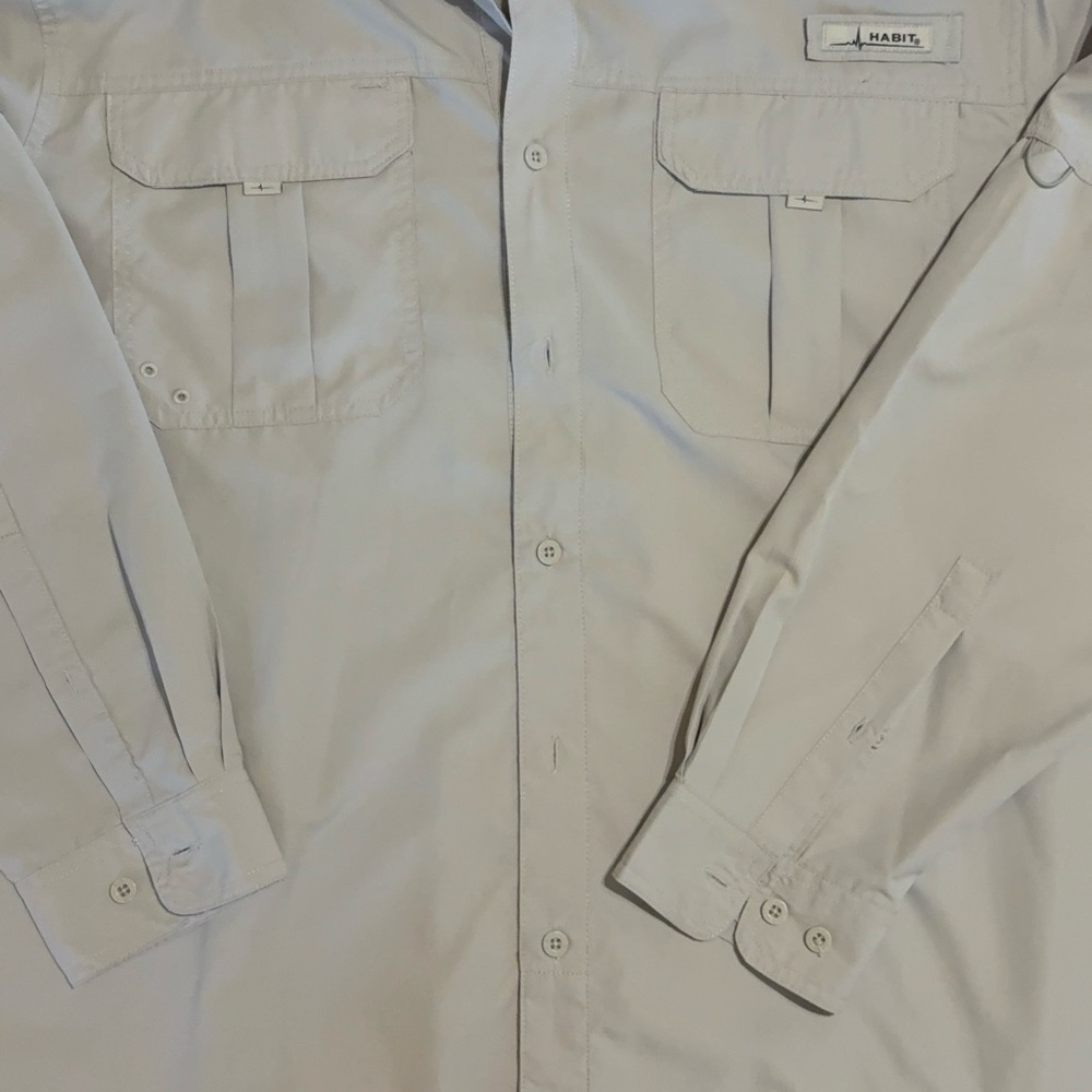 Habit Men's Casual Tan Button Down Shirt